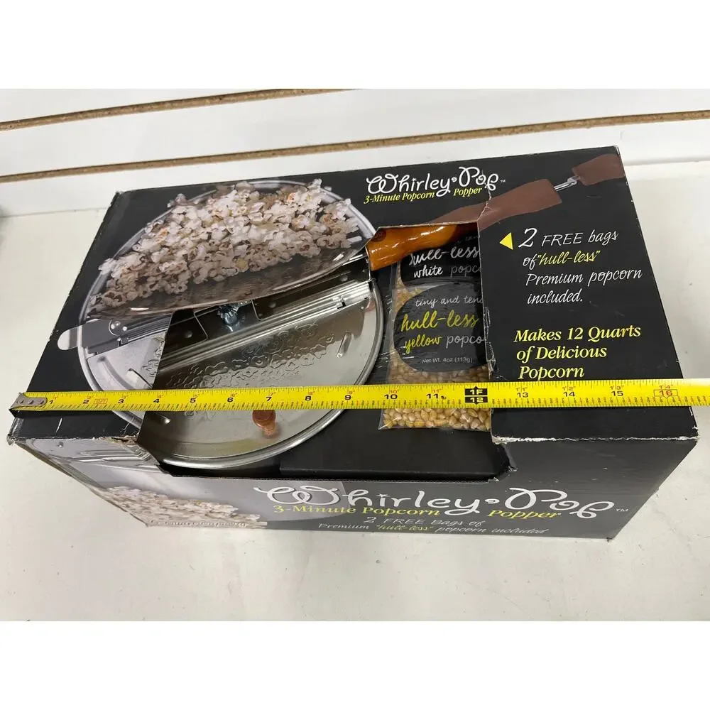 Whirley Pop 3 min. Popcorn Popper W/2 bags of Hull-less Popcorn StoveTop 6qt NIB